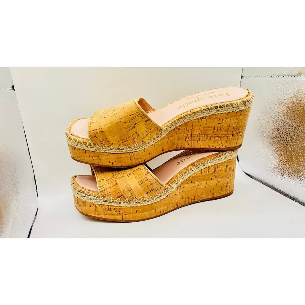 Kate Spade Cosette Slide all Natural Cork wedges Sandals heels sz 11